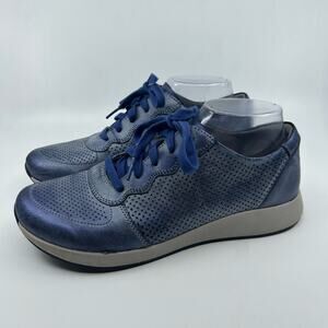 Dansko Christina Lace Up Sneaker Womens EU 40 US 9.5-10 Blue Metallic Round Toe
